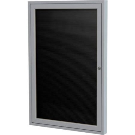 GHENT Ghent Enclosed Letter Board - Outdoor - Flannel - Silver Frame - 24" W x 36" H - Black PA13624BX-BK